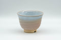 Tezumi — Japanese Teacup - Peach and Blue Interior Glazed Hagi-yaki Yunomi - 120ml — front view