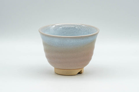 Tezumi — Japanese Teacup - Peach and Blue Interior Glazed Hagi-yaki Yunomi - 120ml — front view
