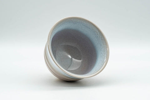 Tezumi — Japanese Teacup - Peach and Blue Interior Glazed Hagi-yaki Yunomi - 120ml — three-quarter view