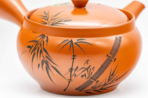 Japanese Kyusu - Engraved Bamboo Tokoname-yaki Teapot - 250ml - Tezumi