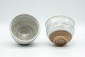 Japanese Teacups - Pair of Grey and White Glazed Spiral Yunomi - 180ml - Tezumi