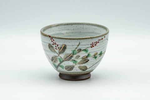 Tezumi — Japanese Teacup - Floral Grey Spiral Glazed Yunomi - 70ml — front view