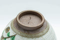 Tezumi — Japanese Teacup - Floral Grey Spiral Glazed Yunomi - 70ml — inverted showing the foot ring