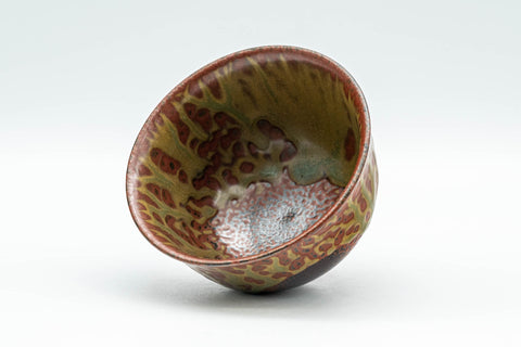 Japanese Teacup - Green Ash Glazed Tokoname-yaki Yunomi - 80ml - angled view looking into the glazed interior