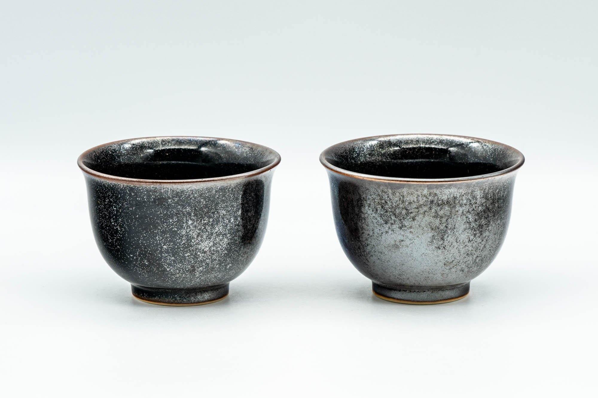 Japanese Teacups - Pair of Shiny Black Glazed Yunomi - 100ml - Tezumi