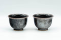 Tezumi — Japanese Teacups - Pair of Shiny Black Glazed Yunomi - 100ml — front view