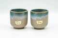 Japanese Teacups - Pair of Turquoise Drip-Glazed Agano-yaki Yunomi - 110ml - Tezumi