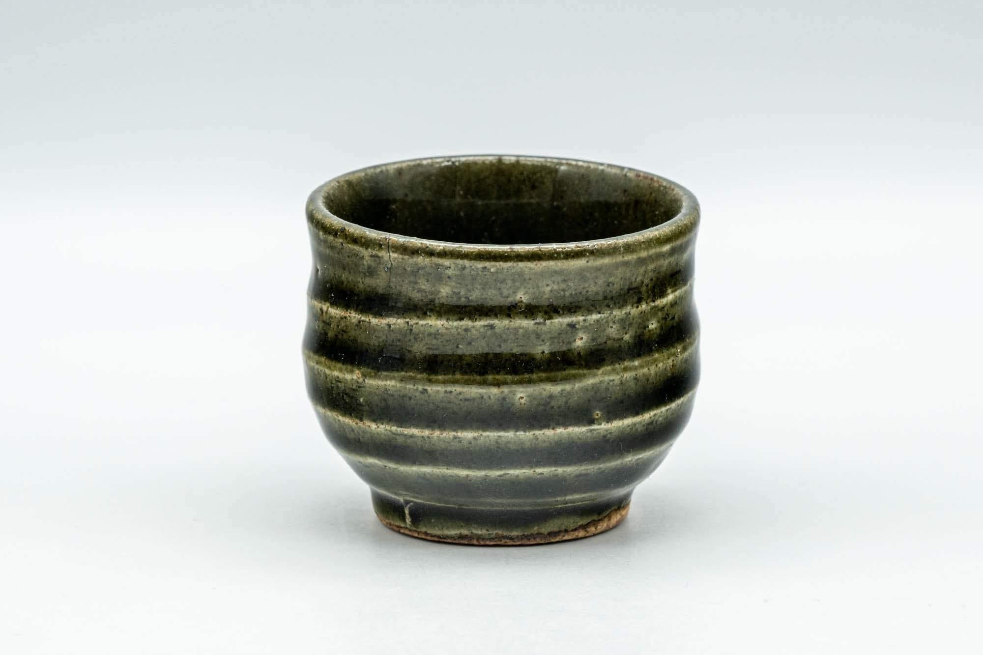 Japanese Teacup - Green Glazed Spiral Guinomi - 55ml - Tezumi