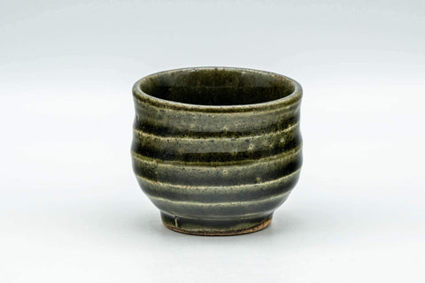 Tezumi — Japanese Teacup - Green Glazed Spiral Guinomi - 55ml — front view from another angle