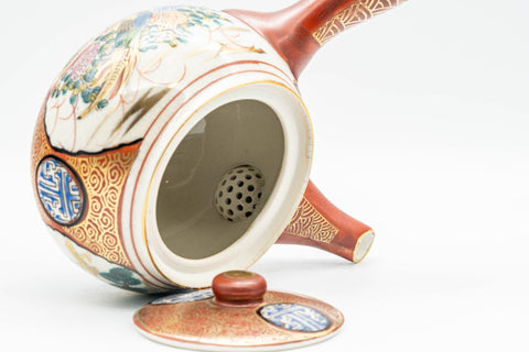Tezumi — Japanese Tea Set - Kutani-yaki Debeso Kyusu Teapot with 5 Yunomi Teacups — the teapot and cups arranged together