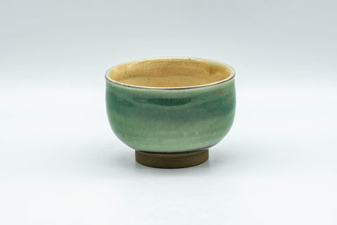Tezumi — Japanese Teacup - Emerald Green Gold Speckled Yunomi - 80ml — front view from another angle
