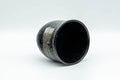 Tezumi — Japanese Teacup - Hakeme Spotted Black Glazed Yunomi - 180ml — three-quarter view