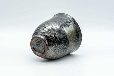Tezumi — Japanese Teacup - Hakeme Spotted Black Glazed Yunomi - 180ml — top-down view of the interior