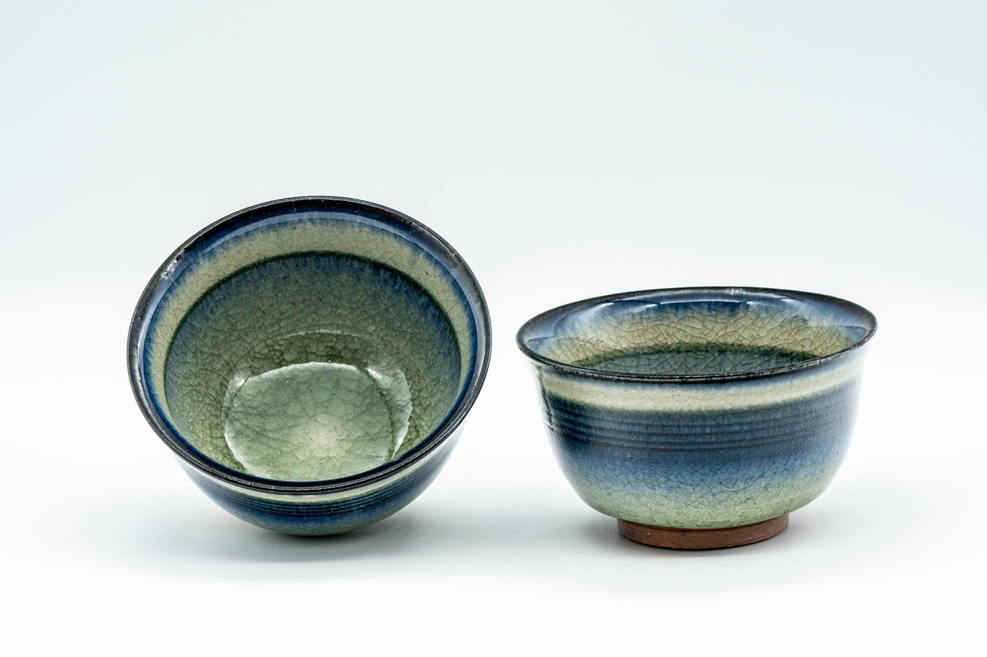 Japanese Teacups - Pair of Celadon Snowflake Glazed Yunomi - 100ml - Tezumi