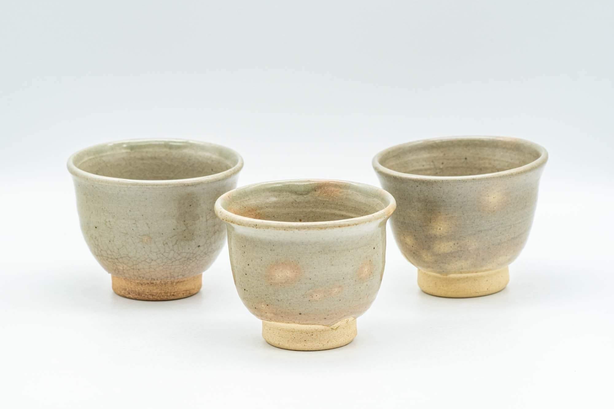 Japanese Teacups - Set of 3 Gohonte Hagi-yaki Guinomi - 50ml - Tezumi