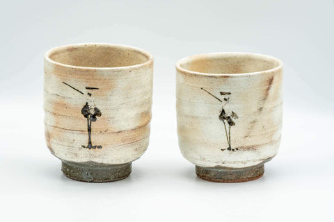 Japanese Teacups - Pair of Gohonte Glazed Meoto Yunomi - Tezumi
