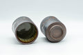 Tezumi — Japanese Teacups - Pair of Drip-Glazed Lidded Meoto Yunomi — top-down view of the interior