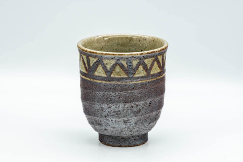 Japanese Teacup - Beige Stoneware Patterned Yunomi - 180ml - Tezumi