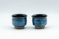 Tezumi — Japanese Teacups - Pair of Blue Gradient Glazed Guinomi - 40ml — front view from another angle