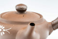 Japanese Kyusu - Floral White and Brown Teapot with Rubber Grip - 250ml - Tezumi