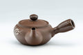 Japanese Kyusu - Floral White and Brown Teapot with Rubber Grip - 250ml - Tezumi