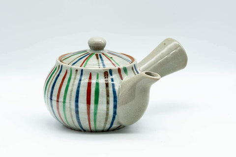 Japanese Kyusu - Multi-Colour Striped Debeso Teapot - 350ml - Tezumi