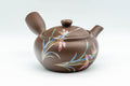Japanese Kyusu - Floral Pattern Clay Teapot with Fine Mesh Strainer - 400ml - Tezumi