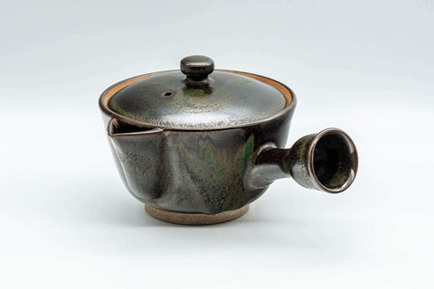 Japanese Kyusu - Black Green Glazed Houhin-style Do-ake Teapot - 200ml - Tezumi