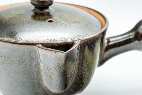 Japanese Kyusu - Black Green Glazed Houhin-style Do-ake Teapot - 200ml - Tezumi