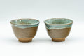 Japanese Teacups - Pair of Teal Drip-Glazed Agano-yaki Yunomi - 100ml - Tezumi
