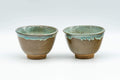 Japanese Teacups - Pair of Teal Drip-Glazed Agano-yaki Yunomi - 100ml - Tezumi