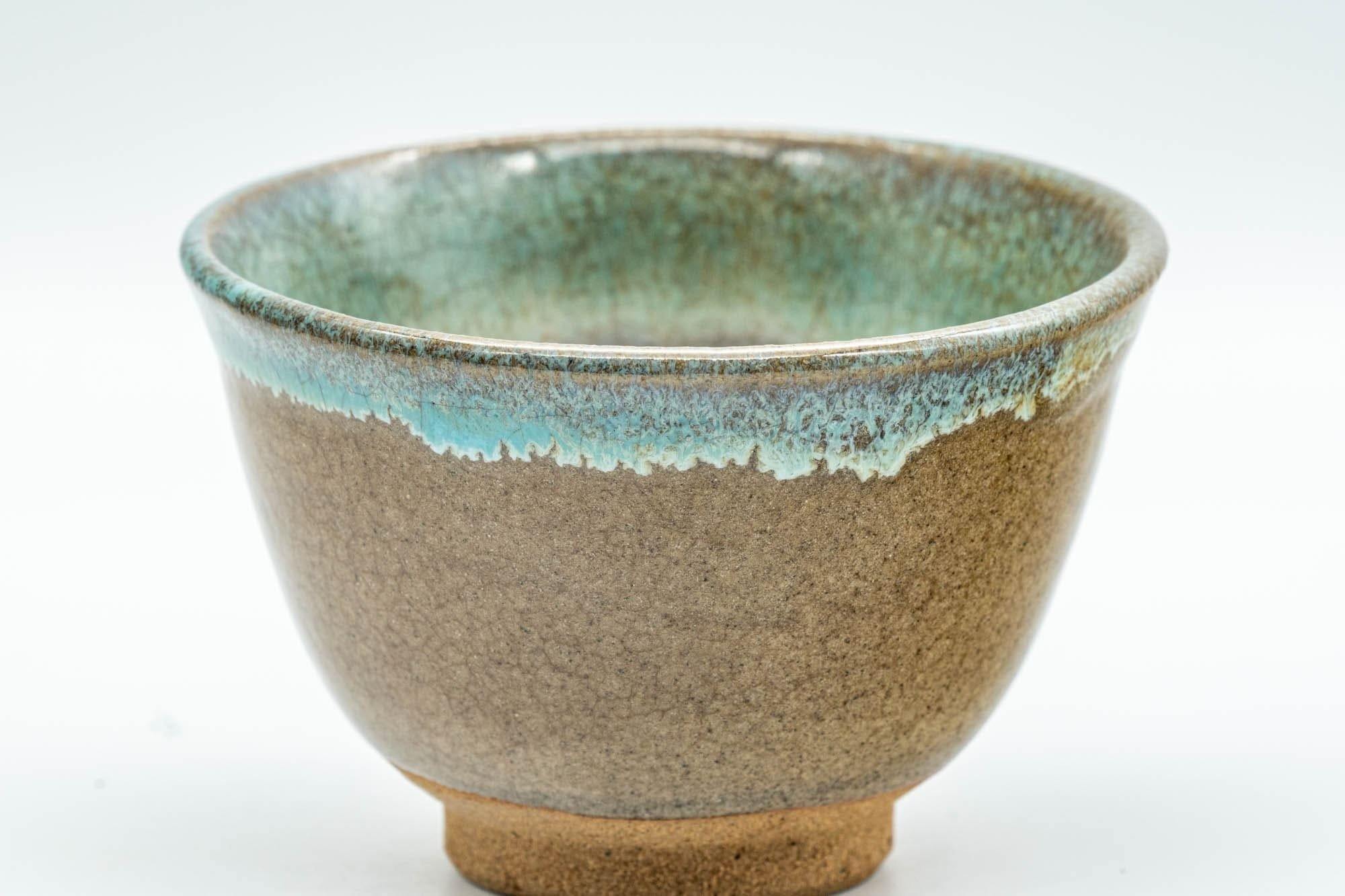 Japanese Teacups - Pair of Teal Drip-Glazed Agano-yaki Yunomi - 100ml - Tezumi