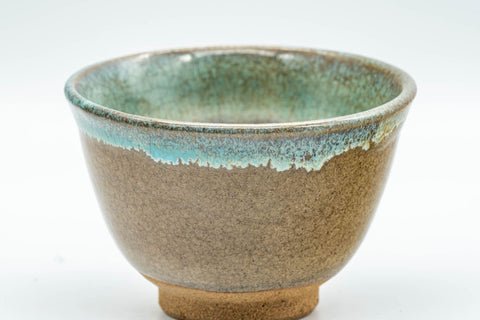 Japanese Teacups - Pair of Teal Drip-Glazed Agano-yaki Yunomi - 100ml - Tezumi