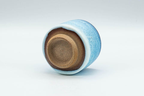 Tezumi — Japanese Teacup - Sky Blue Hare's Fur Glazed Guinomi - 55ml — top-down view of the interior