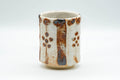 Tezumi — Japanese Teacup - Floral Shino Glazed Tsutsu-gata Yunomi - 160ml — front view from another angle