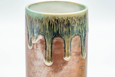 Japanese Teacup - Blue-Green Drip-Glazed Tsutsu-gata Yunomi - 150ml - Tezumi