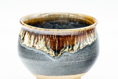 Japanese Teacup - Black and Brown Drip-Glazed Yunomi - 70ml - Tezumi