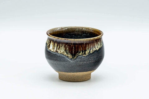 Japanese Teacup - Black and Brown Drip-Glazed Yunomi - 70ml - Tezumi