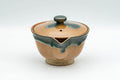 Tezumi — Japanese Houhin - Blue-Green Drip Glazed Agano-yaki Do-ake Teapot - 160ml — side view with the lid and side handle