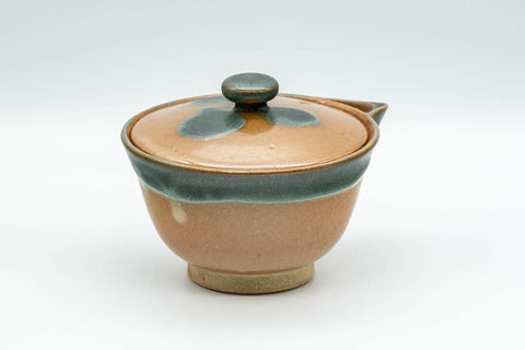 Tezumi — Japanese Houhin - Blue-Green Drip Glazed Agano-yaki Do-ake Teapot - 160ml — side view showing the spout