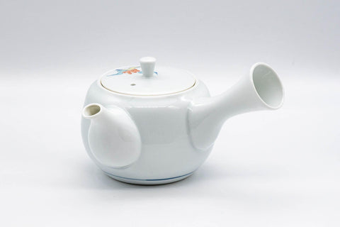 Japanese Kyusu - White Floral Arita-yaki Debeso Teapot - 200ml - Tezumi