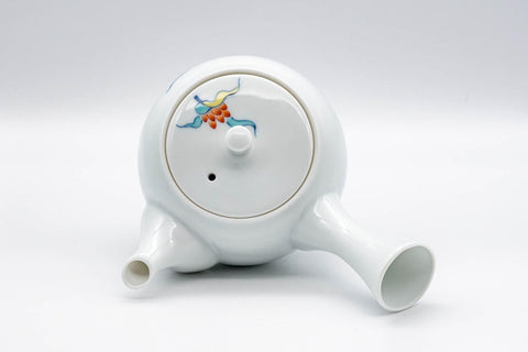 Japanese Kyusu - White Floral Arita-yaki Debeso Teapot - 200ml - Tezumi