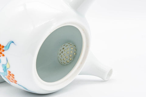 Japanese Kyusu - White Floral Arita-yaki Debeso Teapot - 200ml - Tezumi