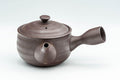Tezumi — Japanese Kyusu - Striped Banko-yaki Teapot - 240ml — side view with the lid and side handle