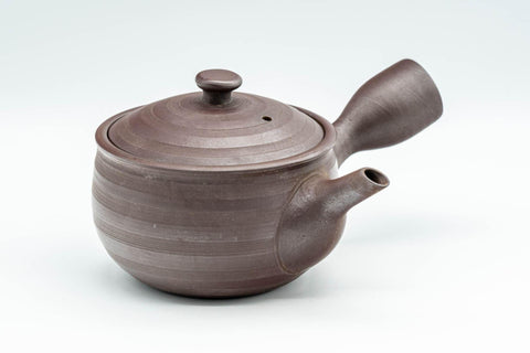 Tezumi — Japanese Kyusu - Striped Banko-yaki Teapot - 240ml — three-quarter view