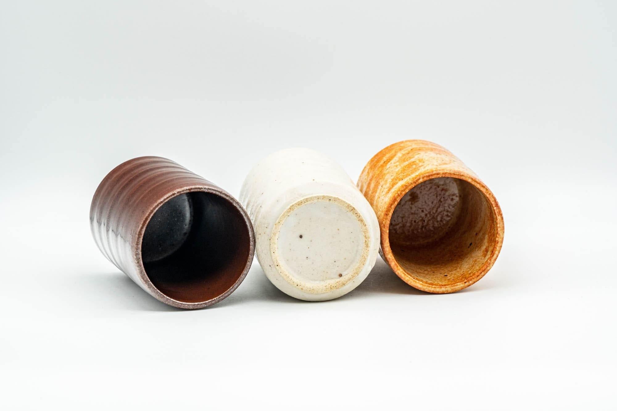 Japanese Teacup Set - Three Uniquely Glazed Tsutsu-gata Yunomi  - 120ml - Tezumi
