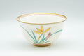 Tezumi — Japanese Teacup Set - 5 White Gold Floral Porcelain Yunomi in Wooden Box - 140ml — front view from another angle