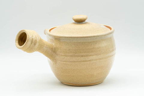 Japanese Tea Set - Beige Hagi-yaki Do-ake Kyusu Teapot and 6 Yunomi Teacups in Wooden Box