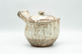 Japanese Tea Set - Notomi Choun, Daikazan Kiln - Beige Hagi-yaki Do-ake Kyusu Teapot with 5 Yunomi Teacups - front view of the teapot