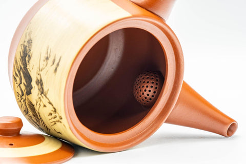 Japanese Tea Set - Mountainous Tokoname-yaki Debeso Kyusu Teapot with 5 White Inner Glazed Yunomi Teacups - Tezumi